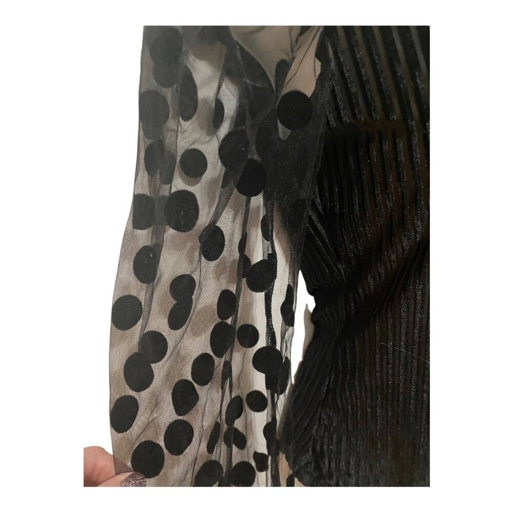 Shein Solid Swiss Dot Bishop Sleeve Blouse Size Small - Picture 7 of 10